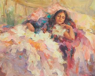 65
Marilyn Bendell
1921-2003
Morning room, 1996
Oil on canvas
Signed and dated lower right: Bendell 96 ©
24" H x 48" W
Estimate: $600 - $800