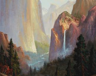 98
Heinie Hartwig
b. 1937
"Yosemite Home"
Oil on Masonite
With the incised signature lower left: Heinie Hartwig; titled verso
30" H x 20" W
Estimate: $1,500 - $2,000