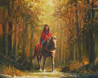 8
Charles H. Pabst
b. 1950
"Fall Blanket"
Oil on canvas
Signed lower left: Charles H. Pabst; titled on the frame plaque; inscribed "386" in pencil on the canvas overlap
20" H x 16" W
Estimate: $1,000 - $1,500