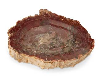 241
A petrified wood bowl
20th century
The carved cross-section of a petrified log with natural edges
3" H x 15.5" W x 12" D
Estimate: $300 - $500