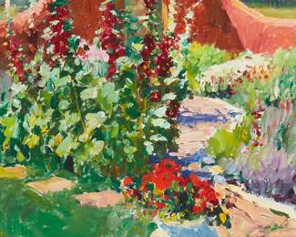 78
Walt Gonske
b. 1942
"Taos Garden Park," 1991
Oil on canvas
Signed lower left: Gonske; signed again, titled, and numbered "#1813," all verso
30" H x 26" W
Estimate: $2,000 - $3,000