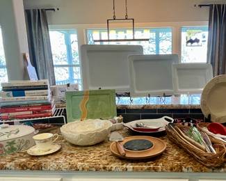 COOKBOOKS, SERVING PLATTERS AND BOWLS