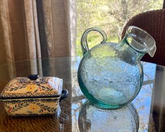 HANDBLOWN GLASS PITCHER