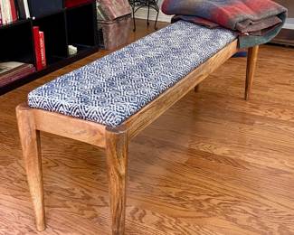 RUSTIC BENCH, WOOL BLANKET