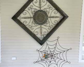 METAL ARCHITECTURAL DECOR, WROUGHT IRON SPIDER WEB