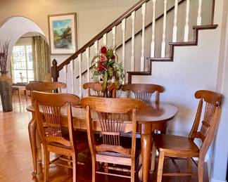 VINTAGE SOLID WOOD DINING TABLE WITH CHAIRS