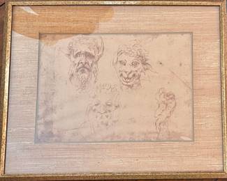PRINT OF SKETCHES OF SATYRS’ FACES MICHAELANGELO BUONARROTI