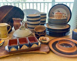 HANDMADE POTTERY SERVING PIECES