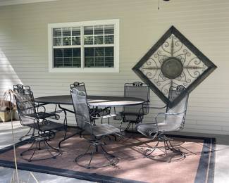 VINTAGE WOODARD PATIO SET, METAL ARCHITECTURAL DECOR