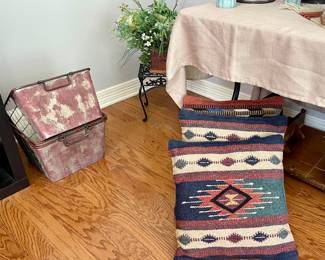 SOUTHWEST PILLOWS, METAL BASKETS