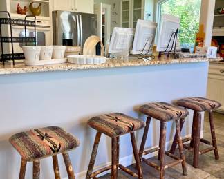 HANDMADE SOUTHWEST LOG STOOLS (4) MADE BY SAN PATRICIO ARTISANS