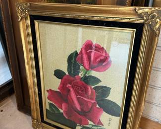 Ornately Framed Rose Embroidery