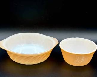 (2) Iridescent Orange Fire King Dishes
