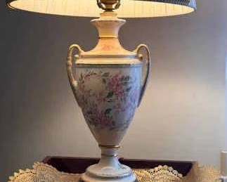 (2) Floral Glass Based Lamps
