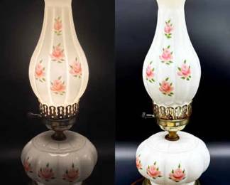 Milk Glass Electrified Oil Lamp
