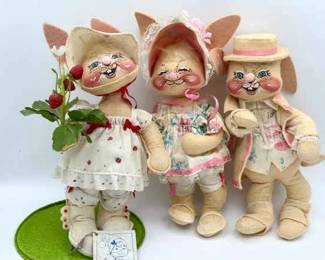 (3) Annalee Spring Rabbits Figurines
