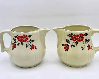 (2) Hall's Superior Quality Kitchenware Red Poppy pitchers
