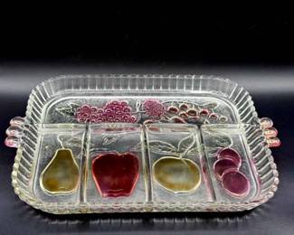 vintage Indiana Glass "Rainbow Mist" 5-part divided relish tray
