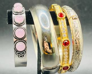 (4) Costume Jewelry Bracelets — Bangles & Cuff
