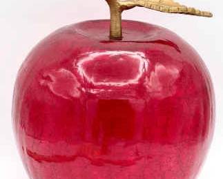 Huge Red Crackle Glass Apple
