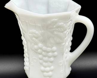Milk Glass Anchor Hocking Paneled Grape Pitcher
