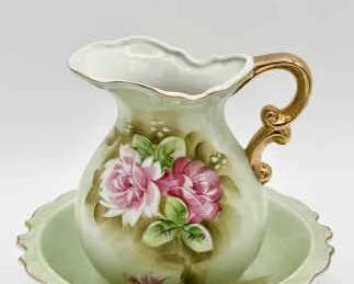 Lefton China Pitcher & Basin
