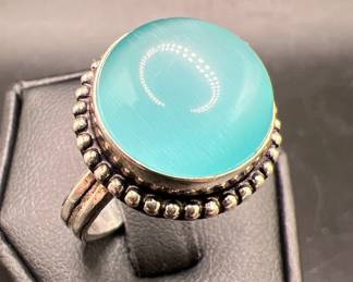 Sterling Silver Solitaire Ring Size 8.25
