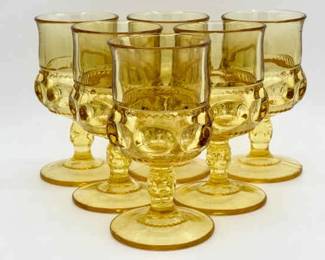 (6) Thumbprint Yellow by Tiffin-Franciscan Goblets
