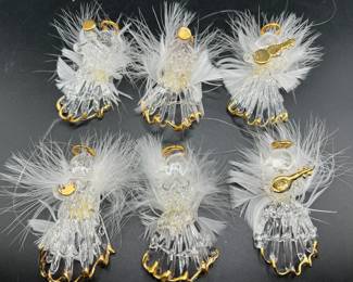 (6) Spun Glass Angel Christmas Ornaments
