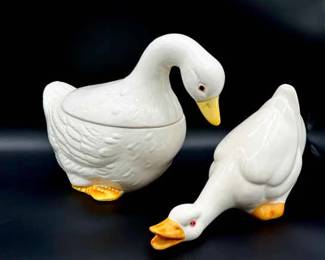 (2) Goose Figurines
