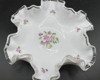 Fenton Glass Violets in the Snow — with Ultraviolet Glow

