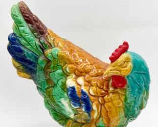 Majolica Style Colorful Rooster
