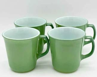 (4) Pyrex Mugs Green
