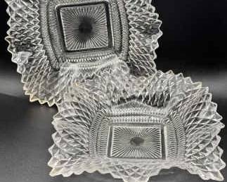 (2) Indiana Diamond Point Ruffle Candy Dishes
