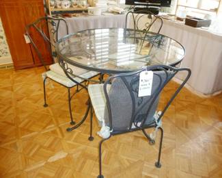 Glass Top Table with 6 Chairs $360