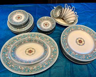 Vintage Wedgwood Florentine Turquoise Bone China Set - Made in England