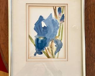 Original Iris Watercolor Signed byJo Barsumian