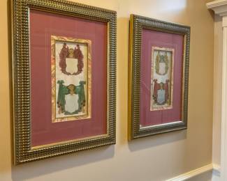 Pair of Hand-colored engravings, Coat of Arms.