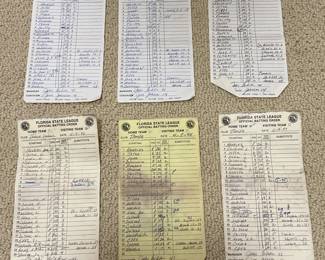 Derek Jeter minor-league lineup cards in Jake Gibbs handwriting