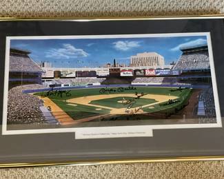 NY Yankees signed print with Mickey Mantle