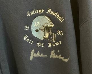Signed Jake Gibbs 1995 college football Hall of Fame induction zip sweatshirt