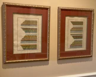 "Fragments des Bains de Nismes" Signed CRG Poulleau Sculp. Fragments on linen material