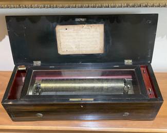 Antique Rosewood cased cylinder music box