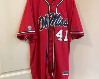Signed Jake, Gibbs Ole Miss, baseball coach’s jersey, game worn