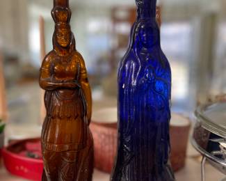 Rare bottles Vintage Holy Water Bottle of Virgin Mary Cobalt Blue