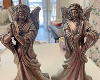 Pair of Pewter Angel Candle holders