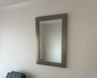 Beveled Mirror and Office Chair