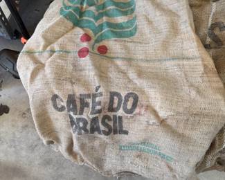 Burlap Empty Coffee Bags Labeled