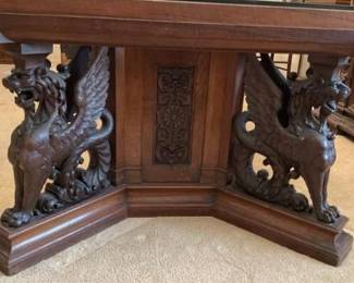 Wood carved griffins