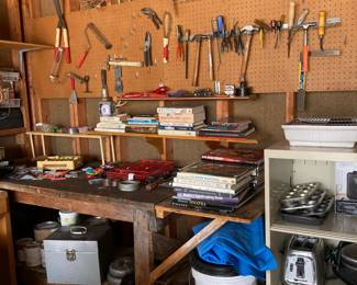 Tools, wreaths, books